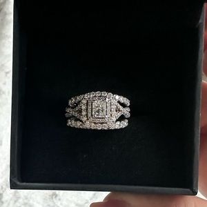 Zales halo wedding ring with bands